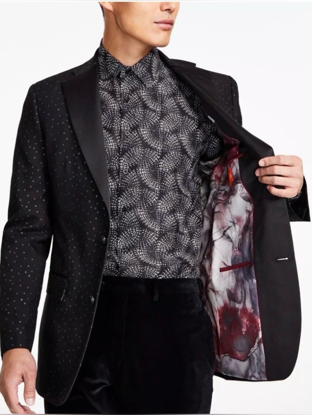 TALLIA Vaille Men's NWT Black and Silver Dinner/Formalwear Blazer. Size: 44 Reg